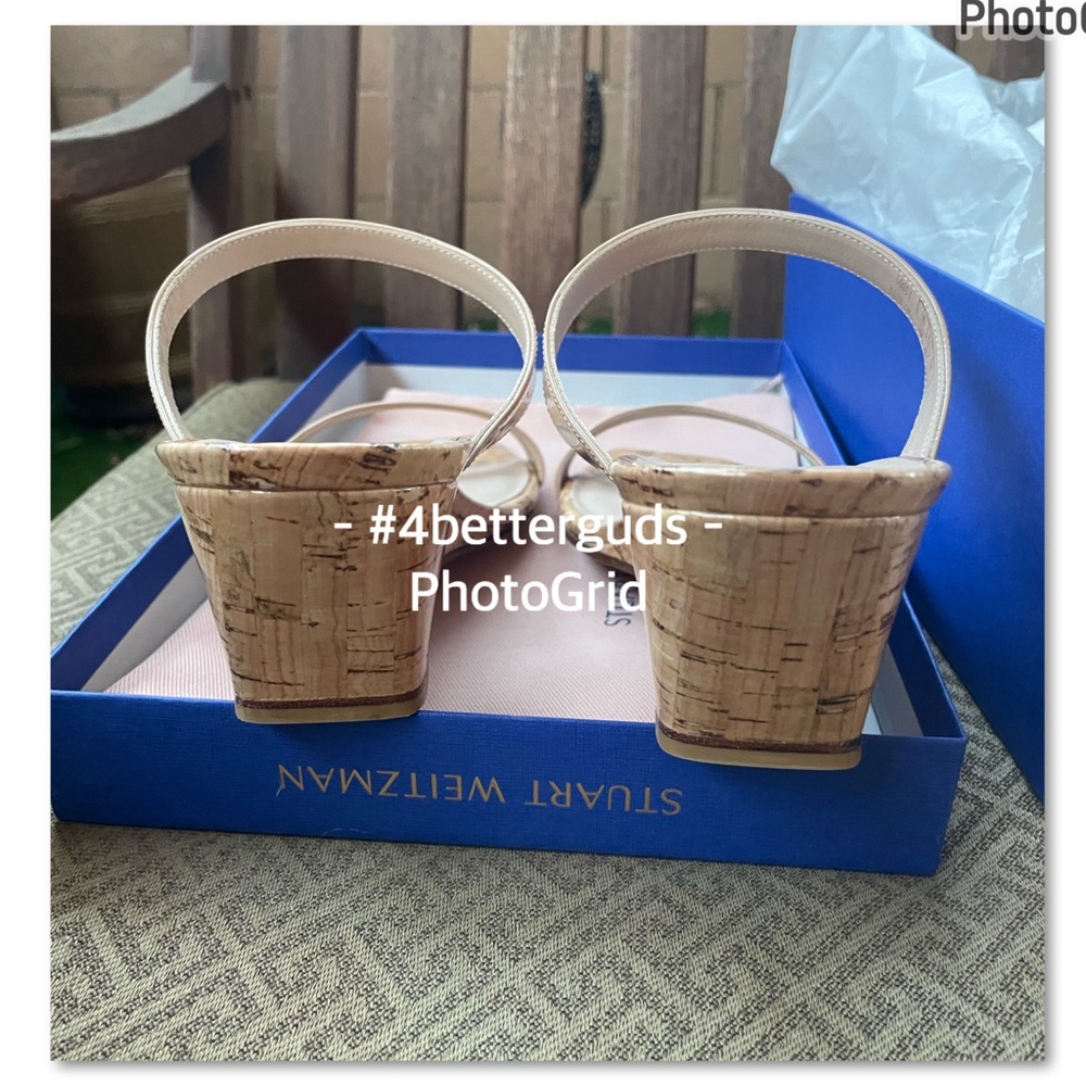 NEW Stuart Weitzman Aleena 50 Two Band Wedge Patent Leather Cork Sandal 10B 40.5 - Picture 11 of 16
